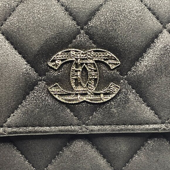 Authentic CHANEL CC Wild Stitch Lambskin Wallet on Chain Shoulder Crossbody - Picture 4 of 14